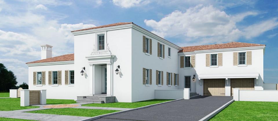 A rendering without landscaping shows a house designed for 243 Seaspray Ave. Palm Beach Architectural Commissioners voted 5-2 on Wednesday to kill the project, with the majority agreeing the architecture lacked charm and would not fit into the historic neighborhood.