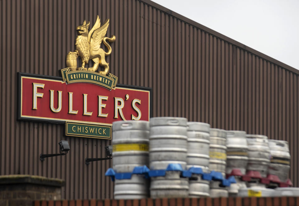 A general view of the Fullers brewery in Chiswick, west London, Friday, Jan. 25, 2019. Japanese brewer Asahi is buying Fuller Smith & Turner’s beer business for 250 million pounds ($327 million), in a deal that includes its flagship London Pride. (Steve Parsons/PA via AP)