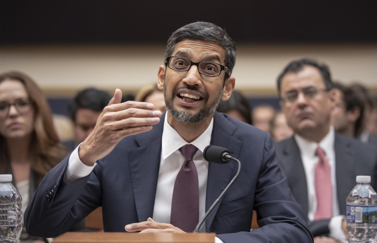 Google CEO Sundar Pichai appears before the House Judiciary Committee on Tuesday. (Photo: J. Scott Applewhite/AP)