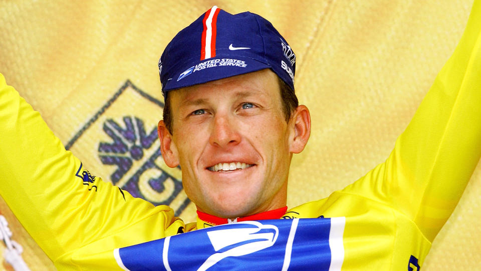 Lance Armstrong is pictured after winning a stage of the 2004 Tour de France.