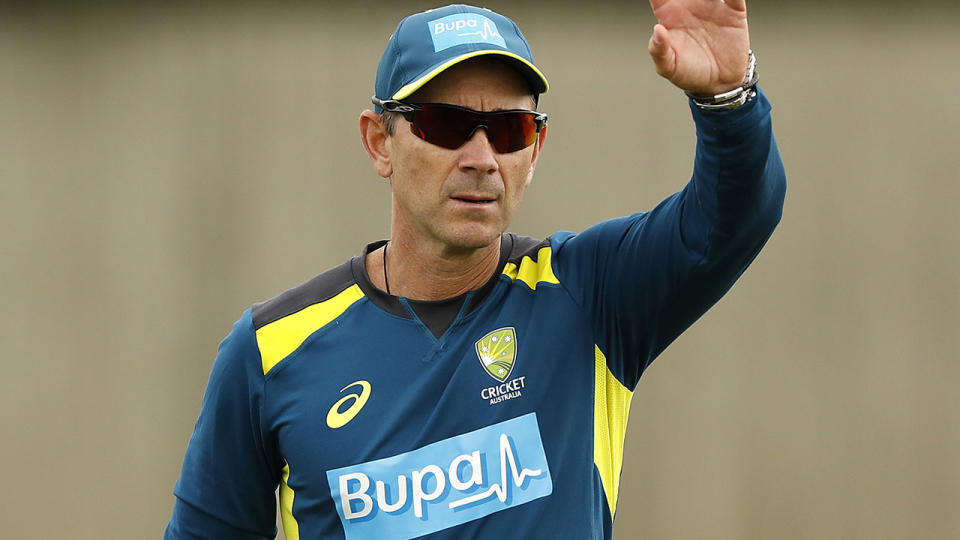 Justin Langer at an Aussie training session ahead of the Ashes. (Photo by Ryan Pierse/Getty Images)