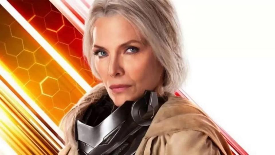 Promo art for Ant-Man and the Wasp showcasing Michelle Pfeiffer as Janet Van Dyne.