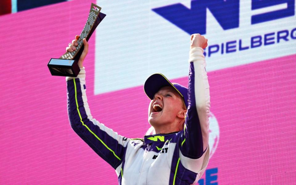 Alice Powell celebrates her season-opening victory in Austria – but her British rival Jamie Chadwick hit back with the win in race two at the Red Bull Ring.