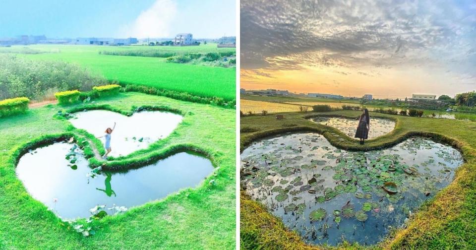 Twin Hearts Pond takes on different styles throughout the four seasons. (Photos courtesy of @wendy612592 (left) and @yulyatarven (right)/Instagram)