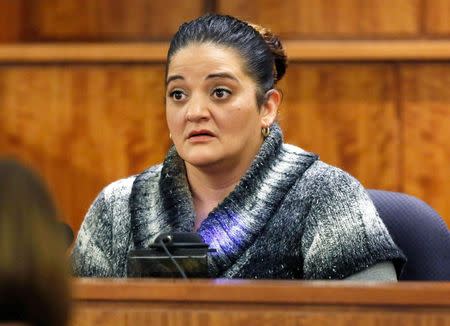 Jennifer Mercado, cousin of former New England Patriots football player Aaron Hernandez, testifies during his murder trial in Fall River, Massachusetts March 26, 2015. REUTERS/Steven Senne/Pool