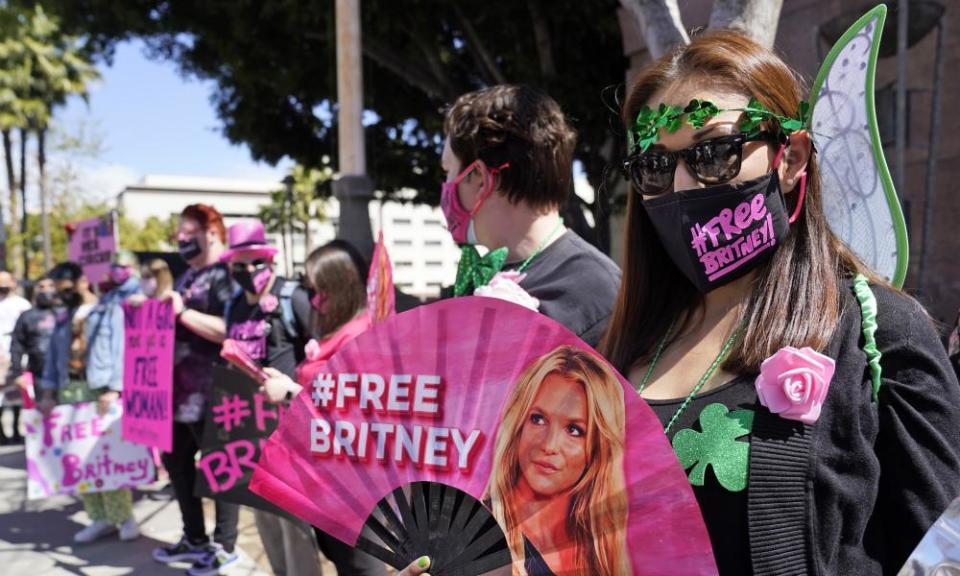 Britney Spears supporters outside a court hearing in March.