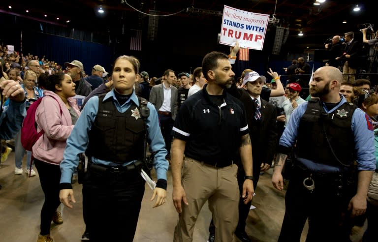 Chicago police arrive at the UIC Pavilion