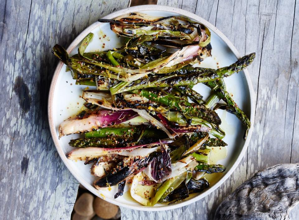 Grilled Asparagus and Spring Onions with Lemon Dressing