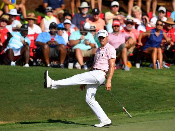 Justin Thomas leads the Tour Championship after five holes of his third round (AP)