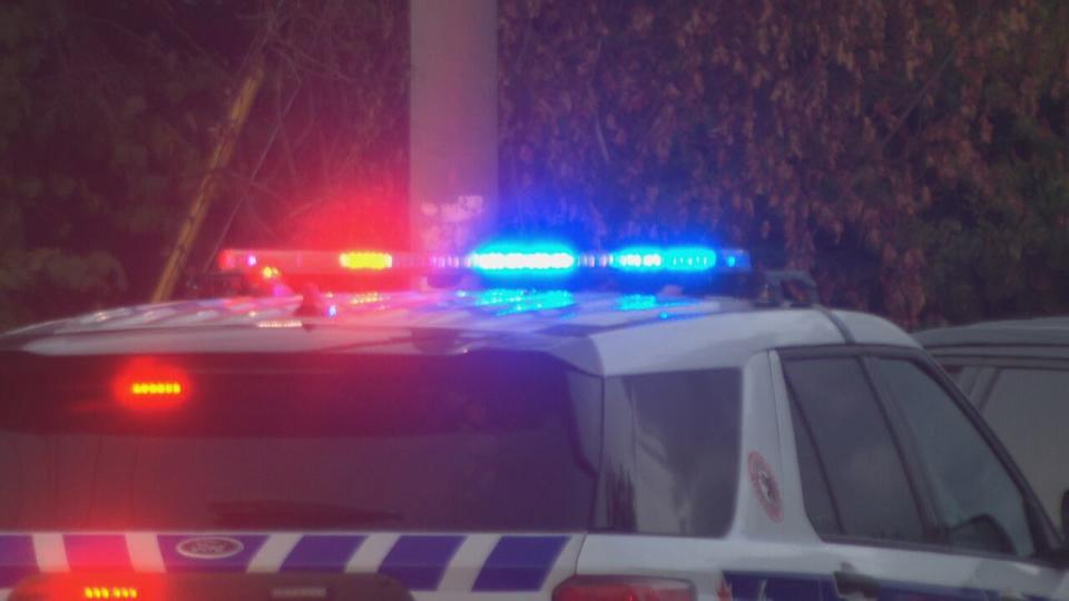 An RCMP officer and the driver of another vehicle were injured when a car slammed into a police cruiser that had pulled over a truck on Highway 125 near Sydney, N.S., on Sunday. (CBC - image credit)