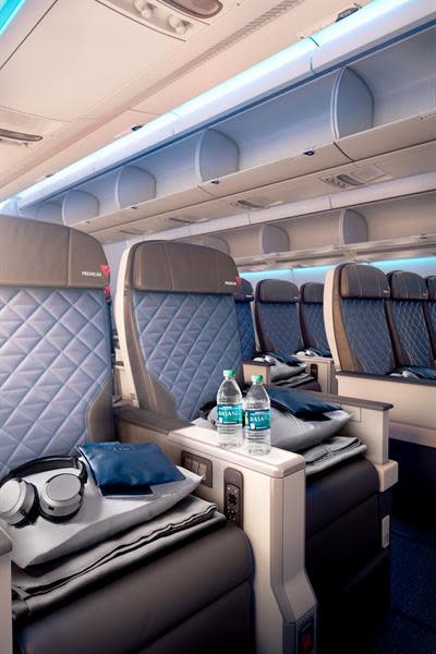 Premium economy seats on a Delta Air Lines plane