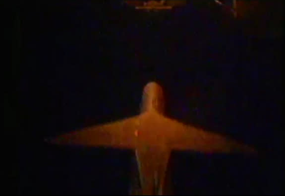 A winged Orbital Sciences Pegasus XL rocket drops from a carrier aircraft high above the Pacific Ocean to launch NASA's NuSTAR space telescope on June 13, 2012, in this still from a NASA webcast.