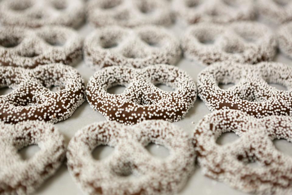 In addition to many special seasonal goodies, Hoffman's will still have plenty of classics like their milk chocolate-covered pretzels with white nonpareils.