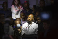 Democratic mayoral candidate Eric Adams speaks at his primary election night party Tuesday, June 22, 2021, in New York. (AP Photo/Kevin Hagen).