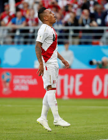 Soccer Football - World Cup - Group C - Peru vs Denmark - Mordovia Arena, Saransk, Russia - June 16, 2018 Peru's Christian Cueva reacts after missing a penalty REUTERS/Max Rossi