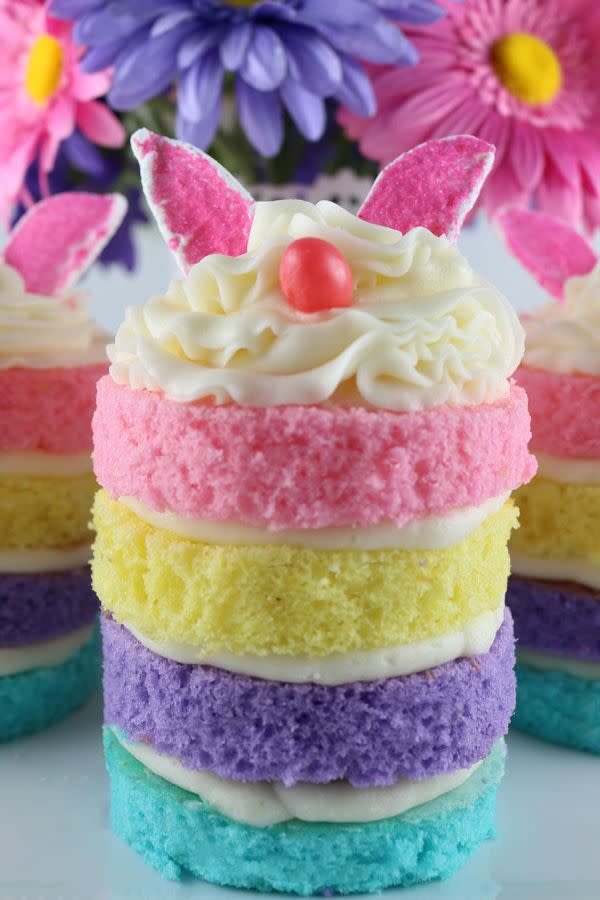 Rainbow Mini Bunny Cakes