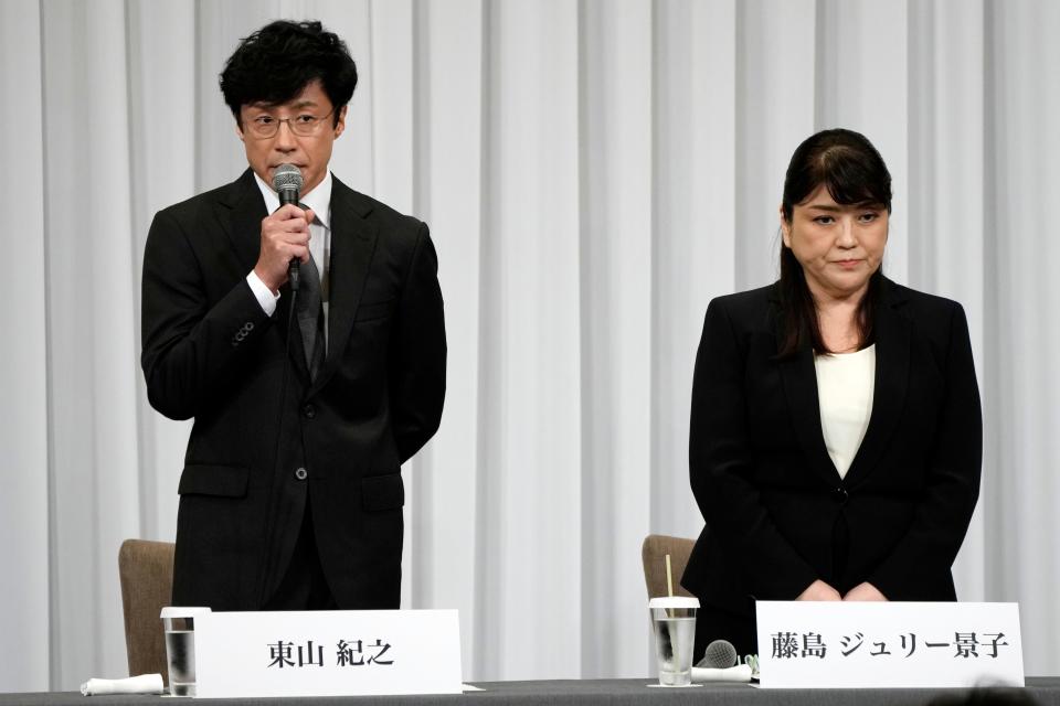 Noriyuki Higashiyama (left) is the new president of entertainment company Johnny & Associates Inc.