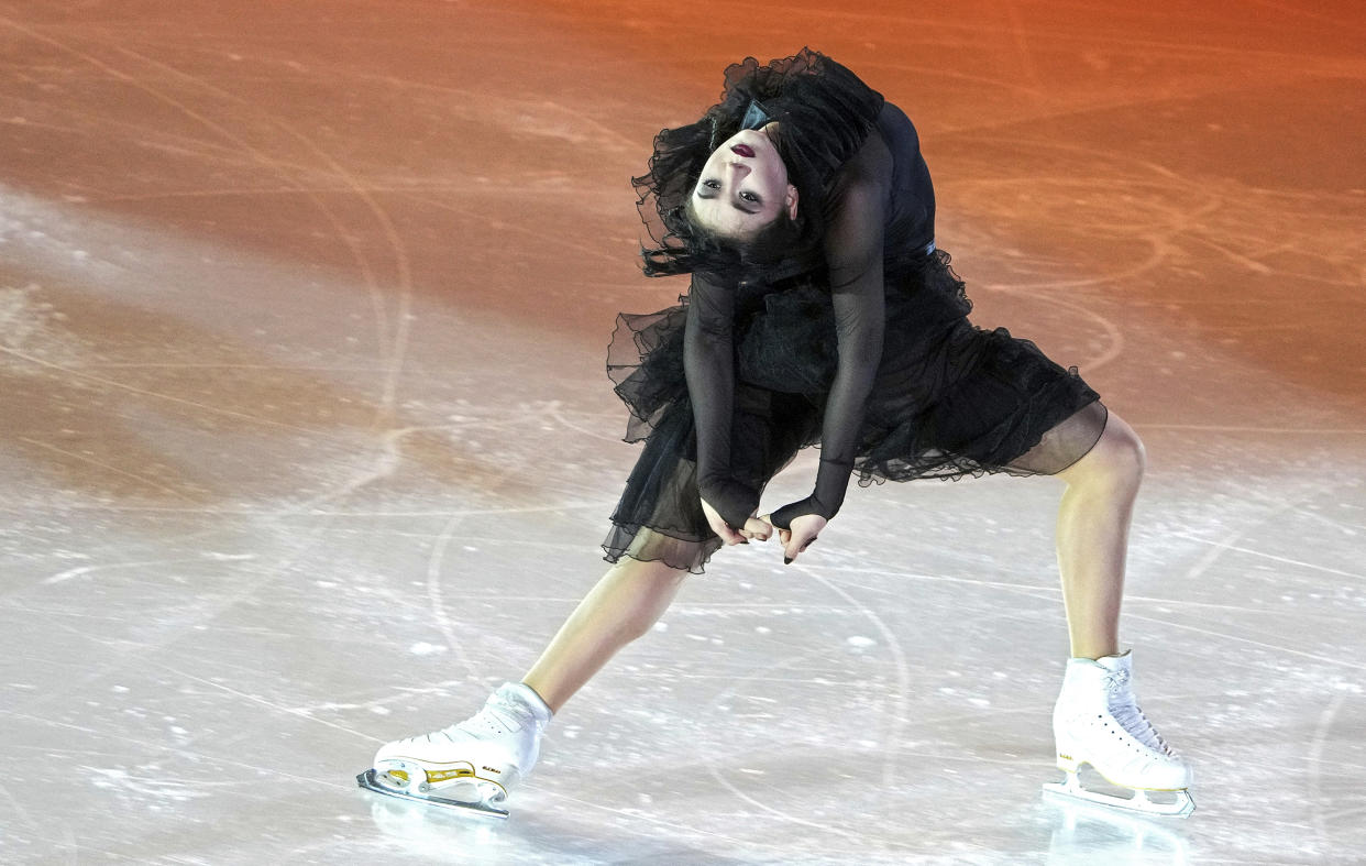 Kamila Valieva competes during the exhibition gala at the Russian Figure Skating Championship in Krasnoyarsk, Russia. (Alexander Vilf / AP)