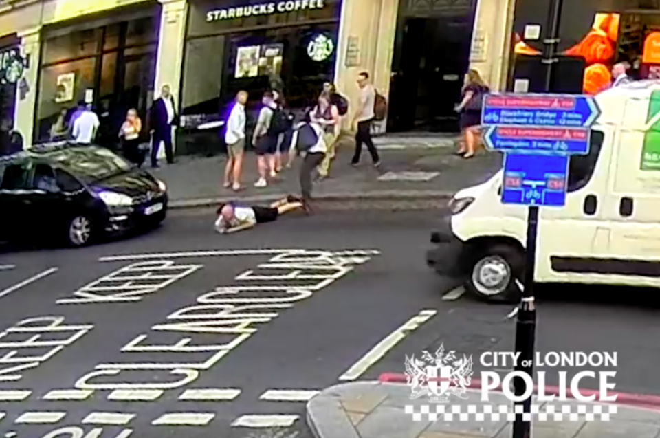 The victim was shoved after the pair brushed shoulders (Picture: City of London Police)