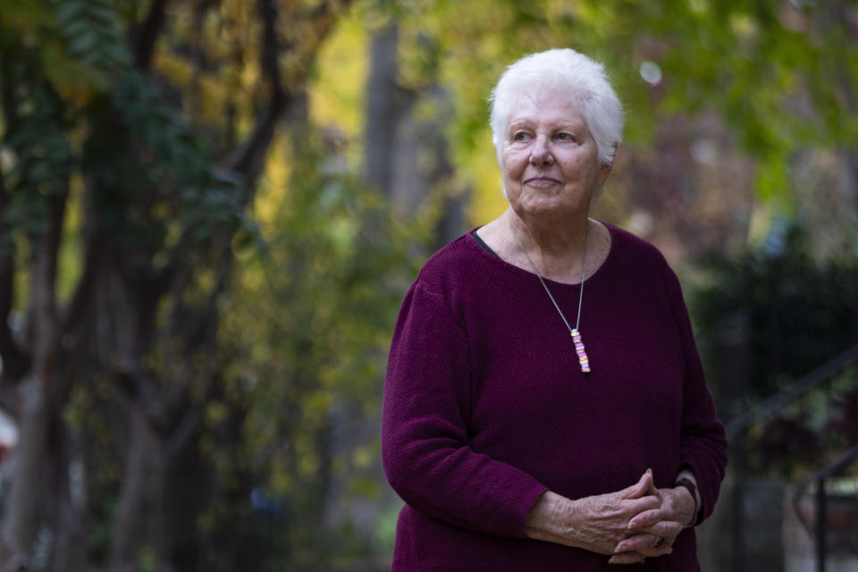 Peggy Simpson poses for a portrait, Friday, Nov. 17, 2023, in Washington. Simpson, a former Associated Press reporter, is among the last surviving witnesses to the events surrounding the assassination of Kennedy are among those sharing their stories as the nation marks the 60th anniversary. (AP Photo/Jacquelyn Martin)