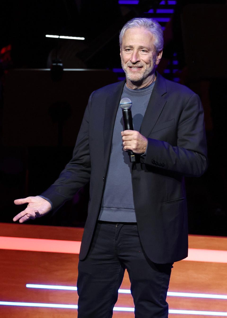 November 6, 2023: Jon Stewart performs onstage during the 17th Annual Stand Up For Heroes Benefit presented by the Bob Woodruff Foundation and NY Comedy Festival at David Geffen Hall in New York City.