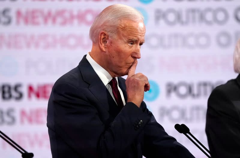 Former Vice President Joe Biden participates in the sixth 2020 U.S. Democratic presidential candidates campaign debate at Loyola Marymount University in Los Angeles, California, U.S.
