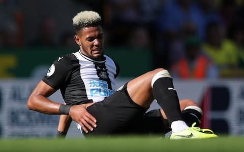 Joelinton went off with a hip injury - Credit: Reuters