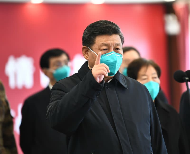 ▲中國國家主席習近平在新冠肺炎（ COVID-19 ）疫情期間透過視訊指示防疫。（圖／翻攝自《新華社》）