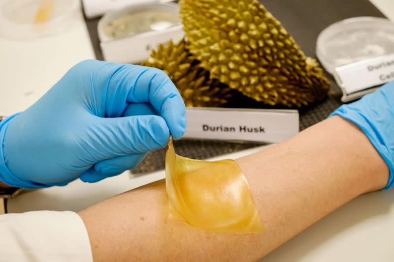Picture of hydrogel bandage on skin