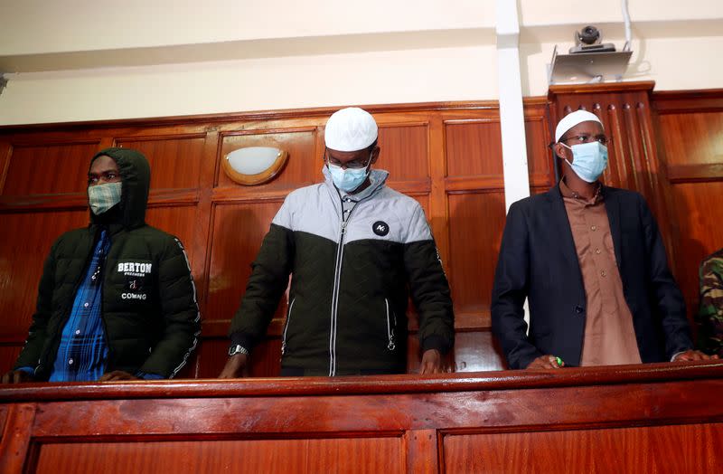 Hussein Hassan, Liban Abdullah Omar and Mohamed Ahmed at court in Nairobi