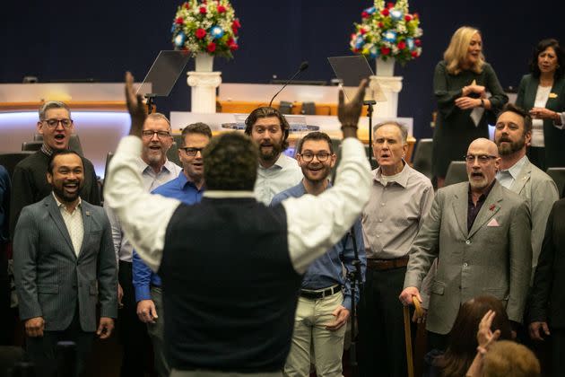 The Gay Men's Chorus of Los Angeles sings at the swearing-in of Supervisor-Elect Lindsey Horvath as the new Los Angeles County Supervisor for District 3 on Monday, Dec. 5, 2022.