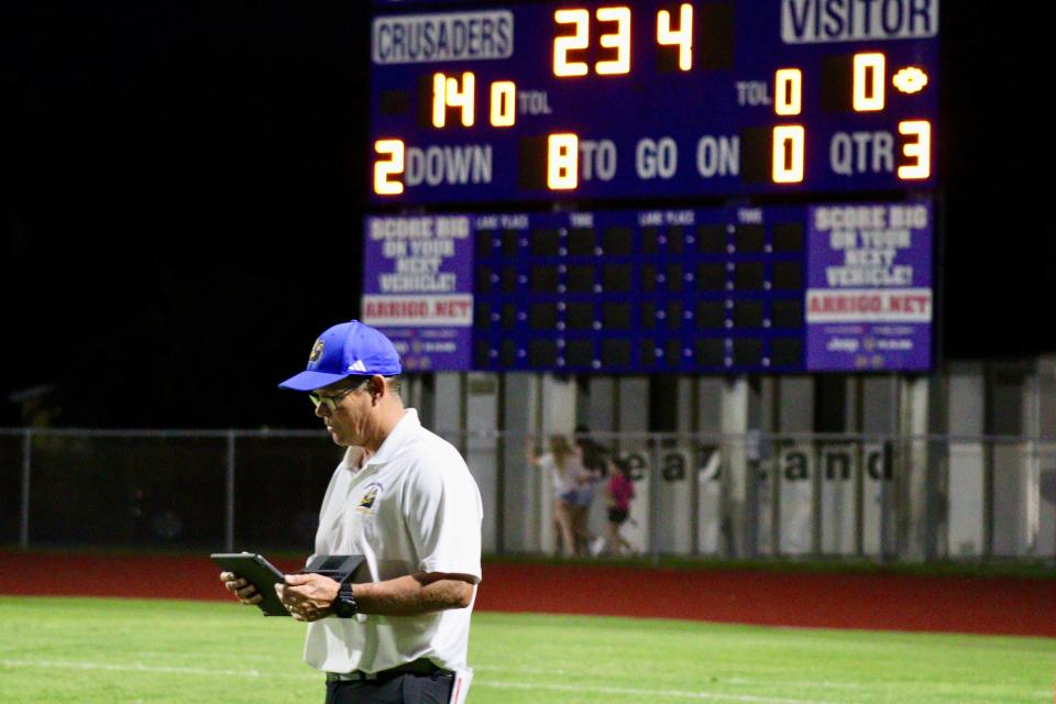 Newman coach Jack Daniels designs a game plan that can stop the Crusader offense’s first half struggles against Park Vista.