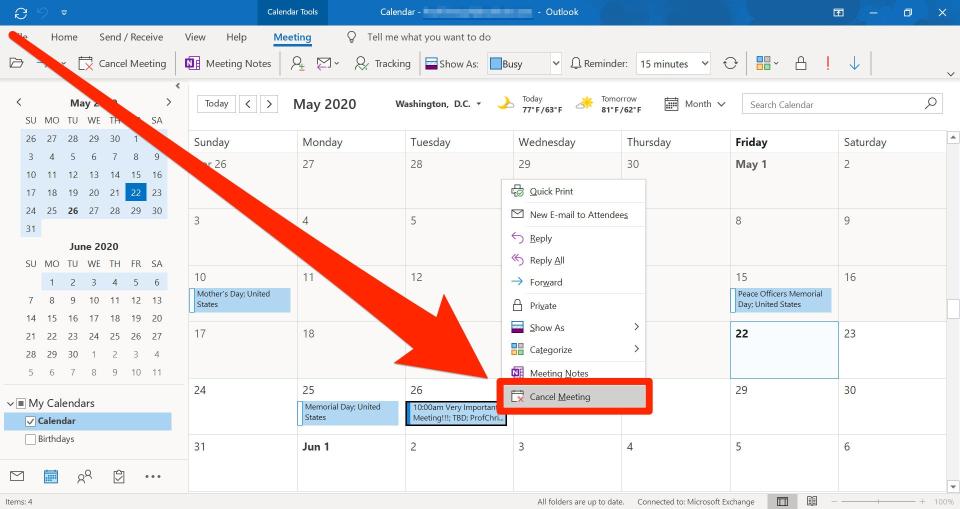 How to cancel meeting in Outlook   2