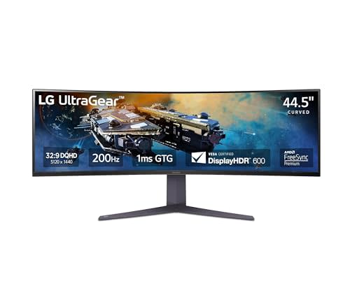 LG 45GR65DC-B 45" Ultragear™ QHD 1ms 200Hz Curved Gaming Monitor with VESA DisplayHDR™ 600 (Dis…