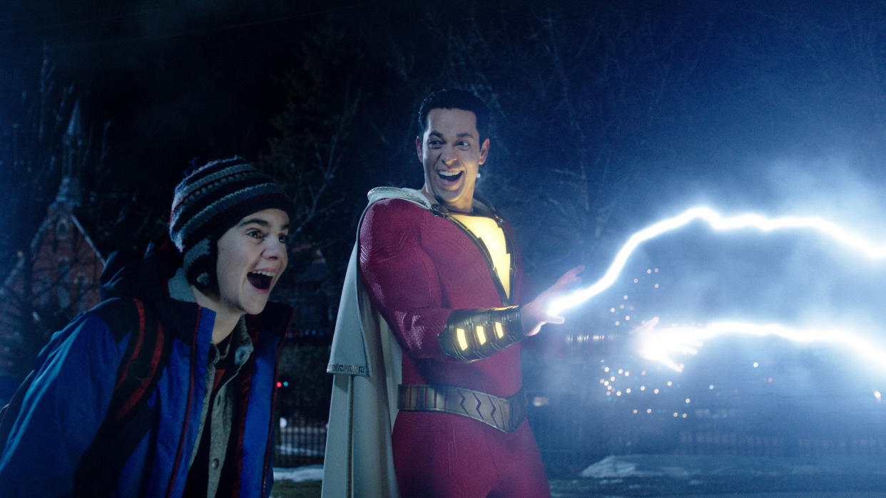 Jack Dylan Grazer as Freddy Freeman and Zachary Levi as Shazam in &ldquo;Shazam!&rdquo; (Photo: Courtesy of Warner Bros. Pictures)