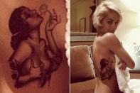 Pop-Maus Rita Ora hat auf ihrem Body schon eine ganze Reihe von Tattoos angesammelt. Das jüngste zeigt ein sexy Pin-up-Girl im 50er-Jahre-Stil, das sich auf Ritas rechter Seite räkelt. Es ist das Werk von Star-Tätowierer Bang Bang. Zu seinen prominenten KlientInnen zählt unter anderem auch Rihanna. (Bilder: ddp images)