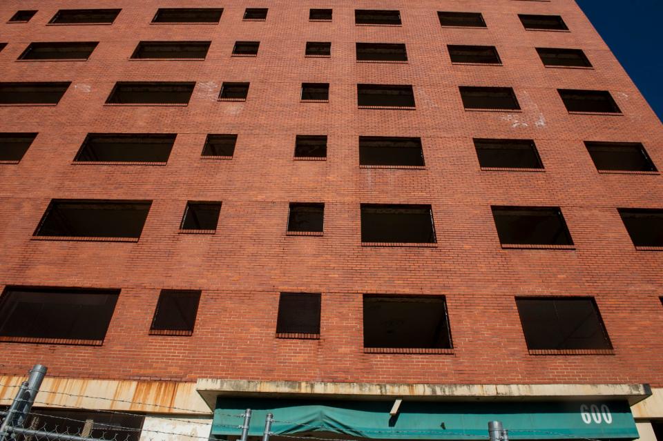 The vacant Hilltop Arms apartment building in Montgomery, Ala., on Monday, Oct. 19, 2020.