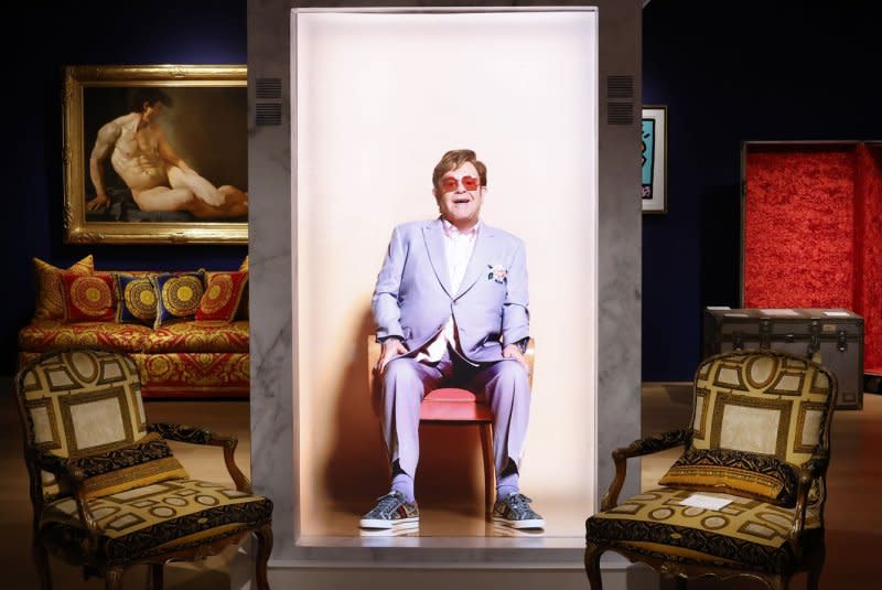 Photographs, art, furniture, fashion and other collectables are on display and will be sold at auction as part of The Collection of Sir Elton John Goodbye Peachtree Road at Christie's in New York City on Tuesday. Photo by John Angelillo/UPI