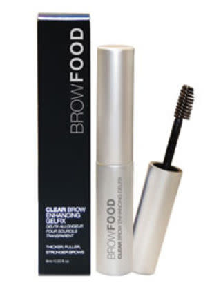 <p>Clear Brow Enhancing GelFix, $24, <a rel="nofollow noopener" href="http://www.lashfood.com/r/productp.php?p=50" target="_blank" data-ylk="slk:lashfood.com;elm:context_link;itc:0;sec:content-canvas" class="link "><u>lashfood.com</u></a>. </p>