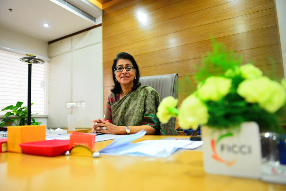 NEW DELHI, INDIA  JULY 18: (EDITORS NOTE: This is an exclusive interview of Mint) Naina Lal Kidwai - President of Federation of Indian Chambers of Commerce and Industry (FICCI) at her office on July 18, 2013 in New Delhi, India. (Photo by Priyanka Parashar/Mint via Getty Images)