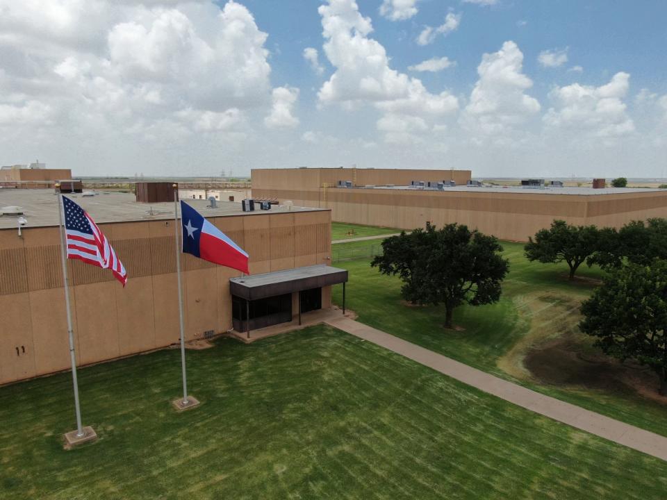 New flags fly over the former Delphi building, now the site of Panda Biotech's hemp gin.