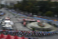 Riders arrive in the Spanish capital during the La Vuelta cycling race in Madrid, Spain, Sunday, Sept. 15, 2019. (AP Photo/Manu Fernandez)