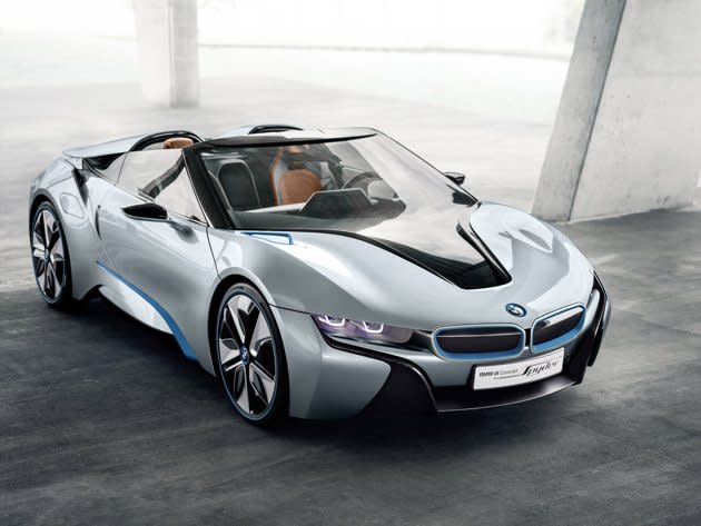 What's most stunning about the BMW i8 Concept Spyder the German automaker isn't the 350-hp plug-in hybrid technology, the laser-powered headlights or the auto-show touches such as folding electric kickboards. It's that BMW plans to build something with most of these features, in a car looking much like this, within a few years. This is not a dream.
