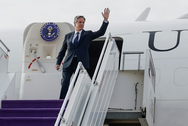 US Secretary of State Antony Blinken arrived Monday in Riyadh at the start of a new crisis tour aimed at pushing an elusive Israel-Hamas ceasefire (EVELYN HOCKSTEIN)