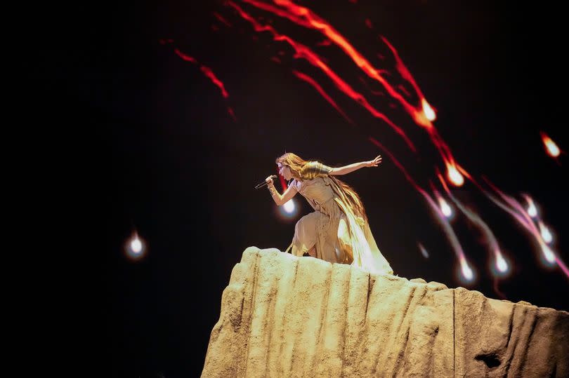 Jerry Heil of Ukraine performs the song Teresa & Maria during the dress rehearsal for the first semifinal at the Eurovision Song Contest