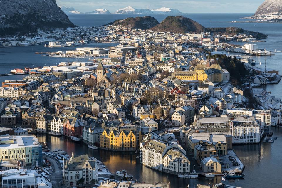 Aerial view of Ålesund