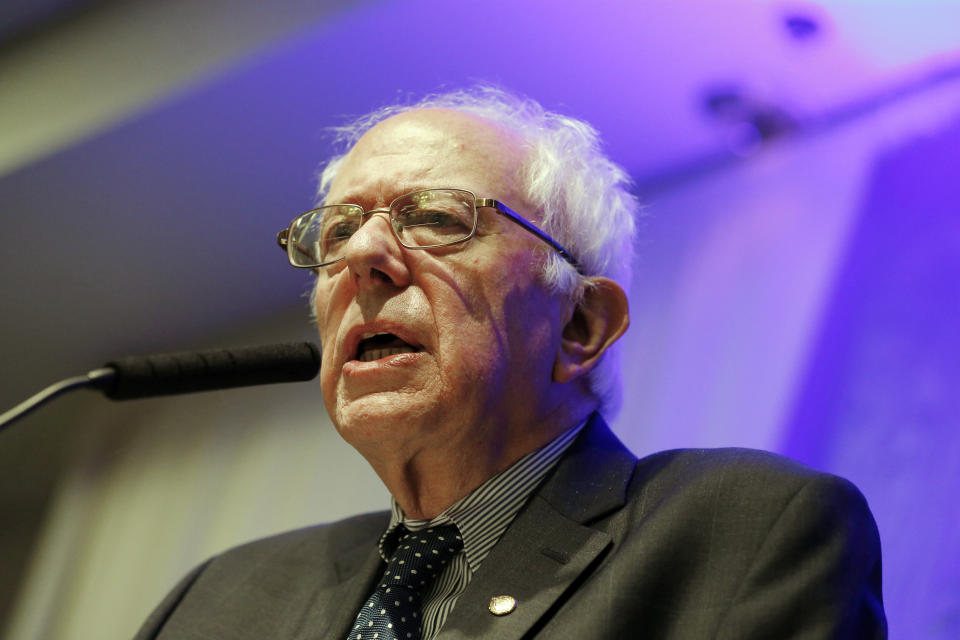 Sen. Bernie Sanders speaks during a town hall meeting on July 2, 2015 in Rochester, Minn.