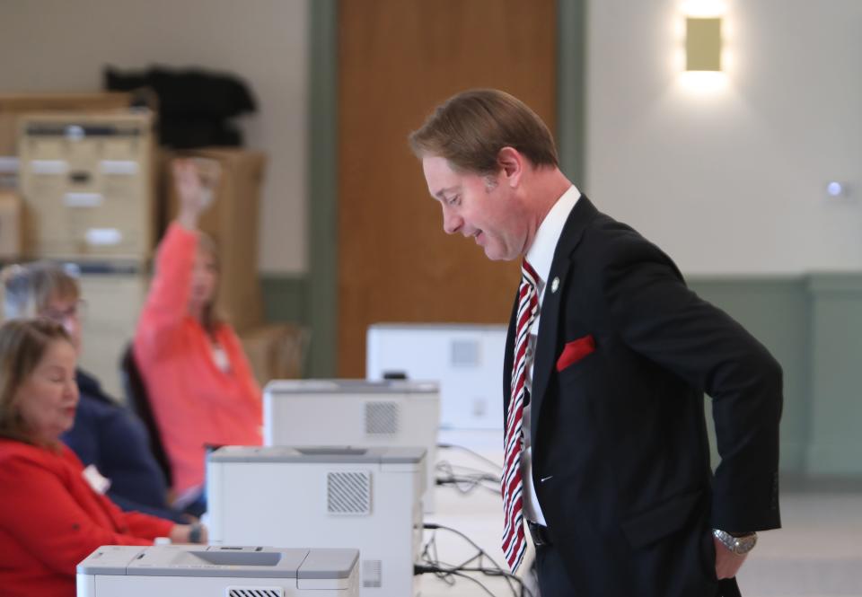 Secretary of State Michael Adams voted at St. Matthews Community Center Thursday morning.May 11, 2023