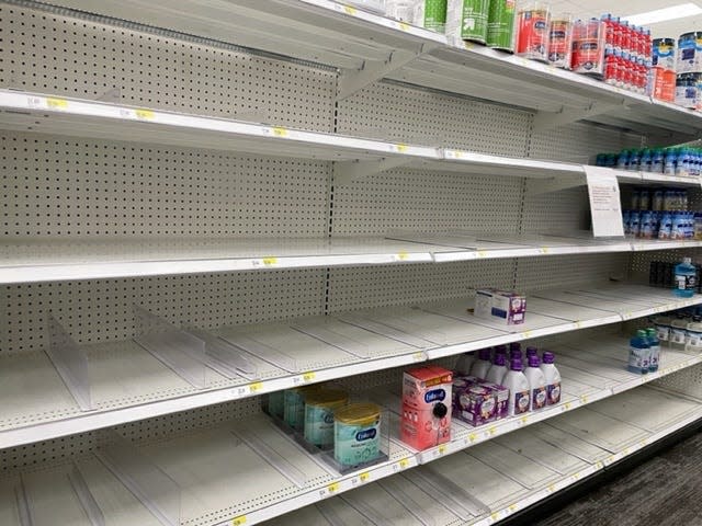 Parenting influencer Kristin Davis took this picture of empty shelves of baby formula at a Target in Brooklyn.