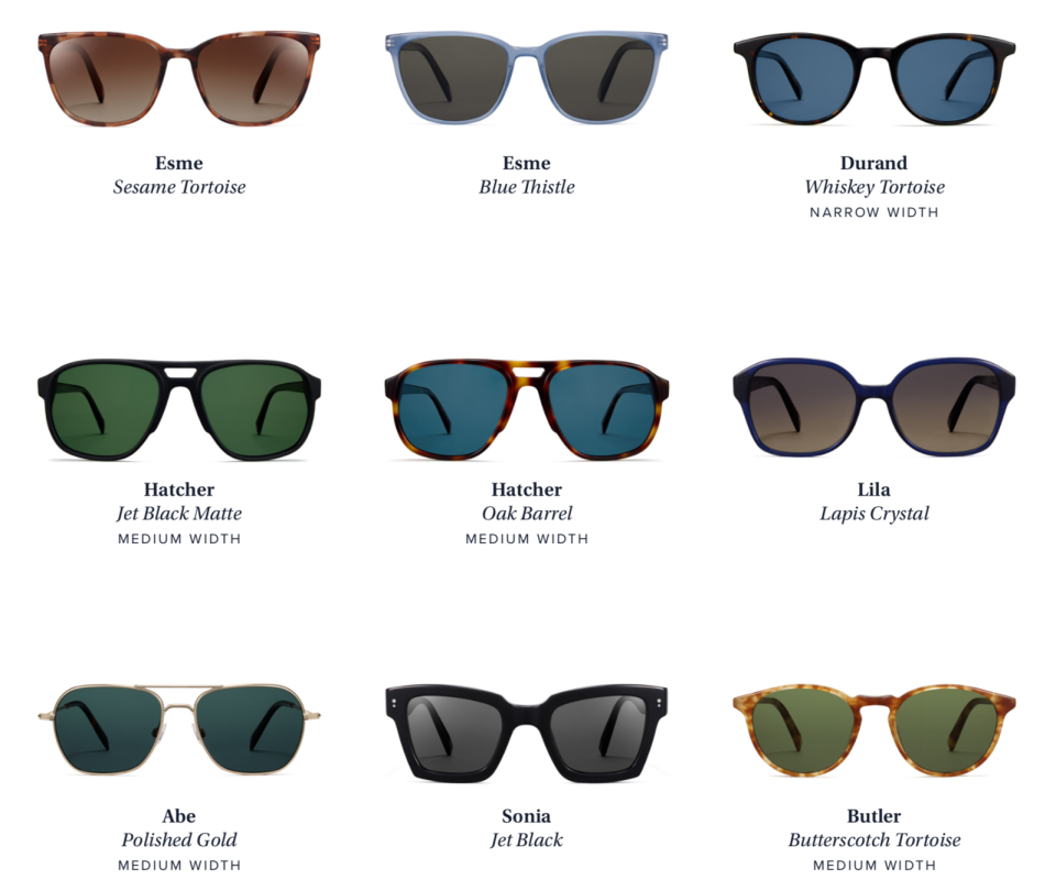 warby parker sun standards sunglasses